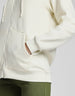 Plain Hooded Regular Fit Off White Zipper Jacket