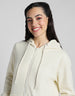 Plain Hooded Regular Fit Off White Zipper Jacket