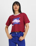 Self Love Club Magenta Graphic Printed Crop-Top