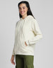 Plain Hooded Regular Fit Off White Zipper Jacket