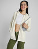 Plain Hooded Regular Fit Off White Zipper Jacket