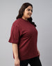Maroon Plain Plus Size Oversized T-shirt