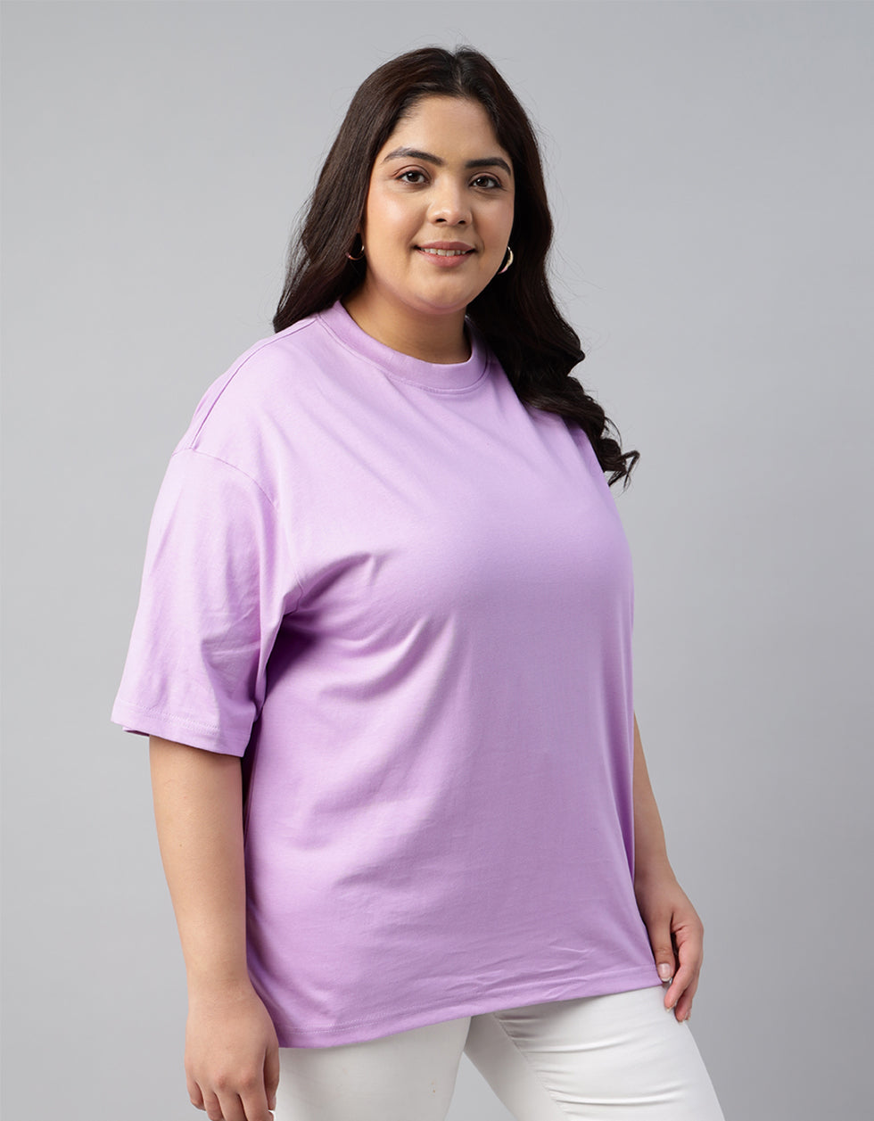 Lilac Plain Plus Size T-shirt
