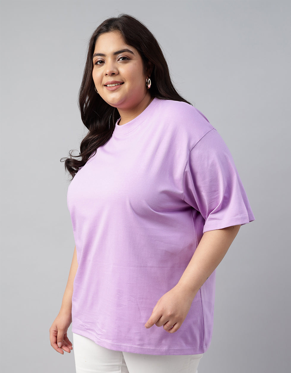 Lilac Plain Plus Size T-shirt