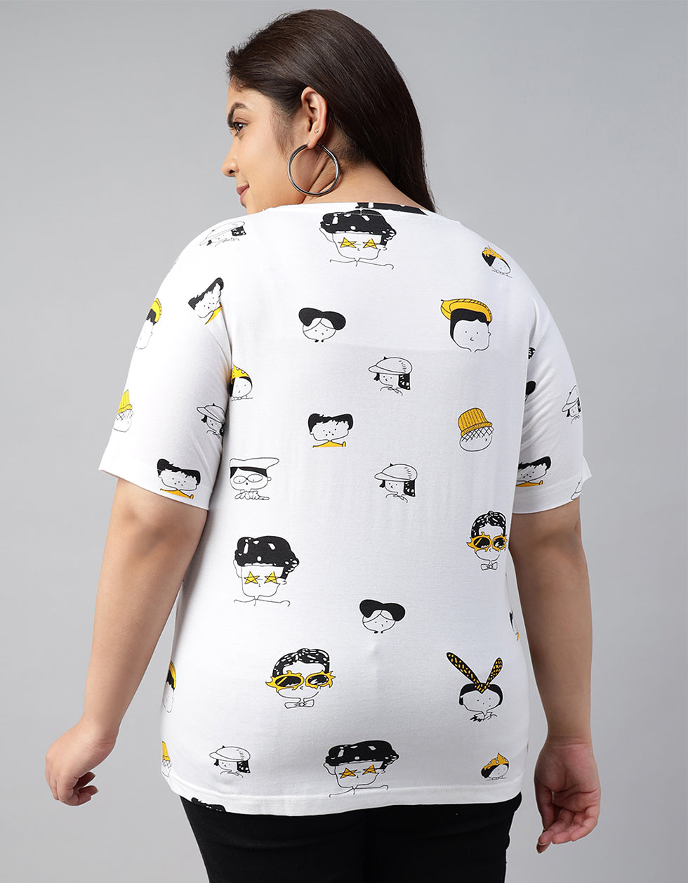 Cartoon White Plus Size Regular Fit T-shirt