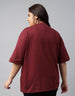 Maroon Plain Plus Size Oversized T-shirt