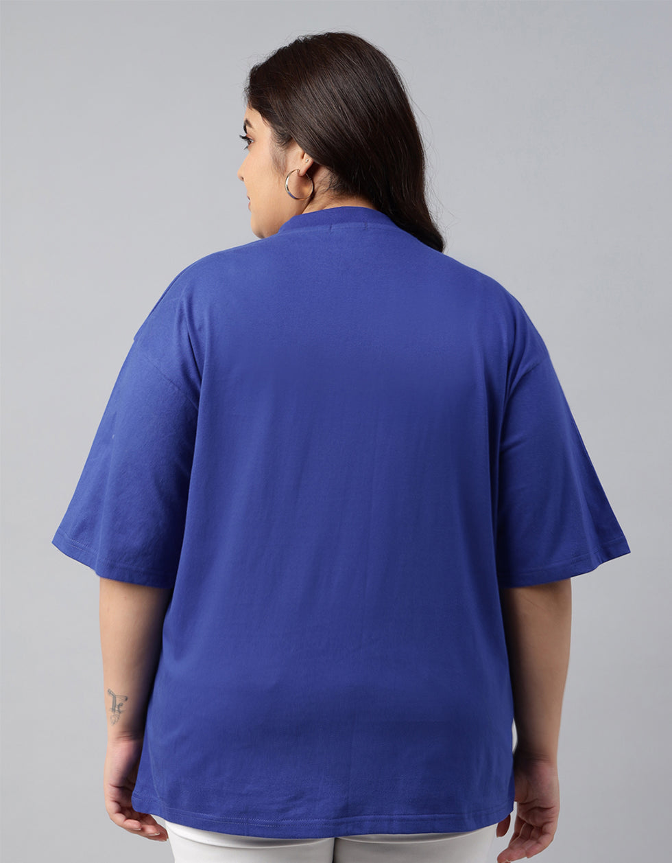 Royal Blue Plain Plus Size T-shirt