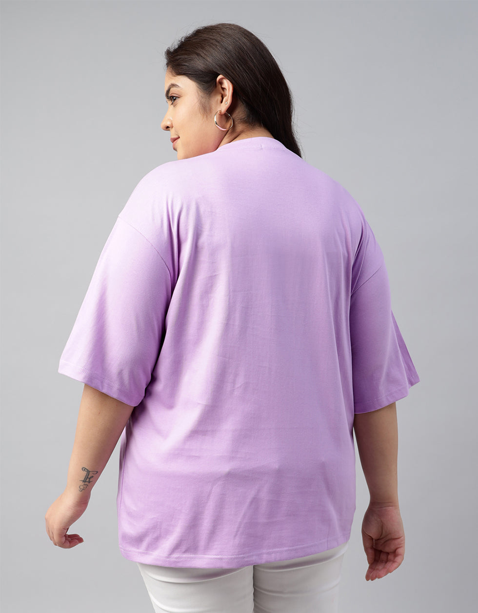 Lilac Plain Plus Size T-shirt