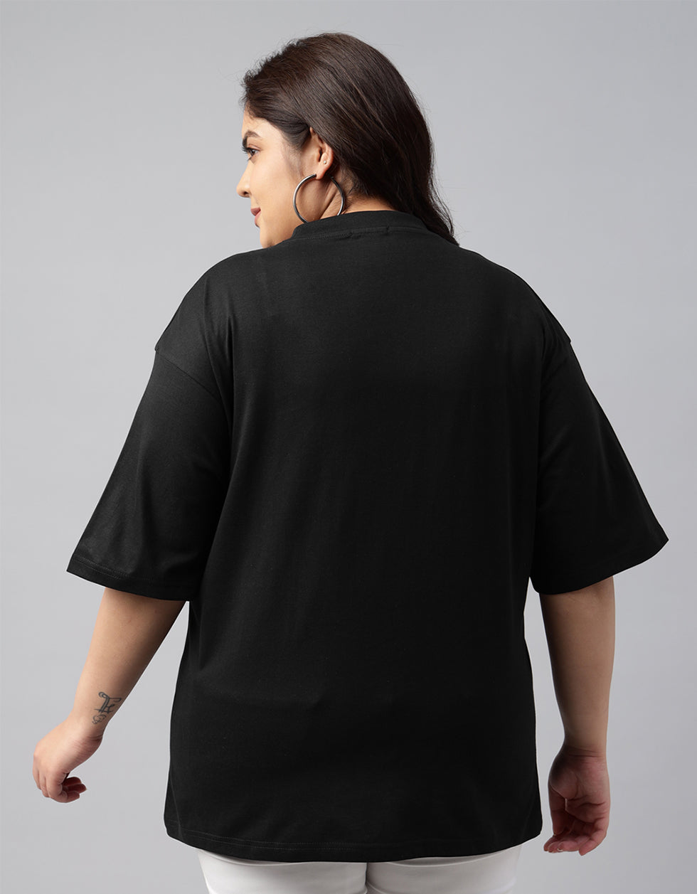 Black Plain Plus Size Oversized T-shirt