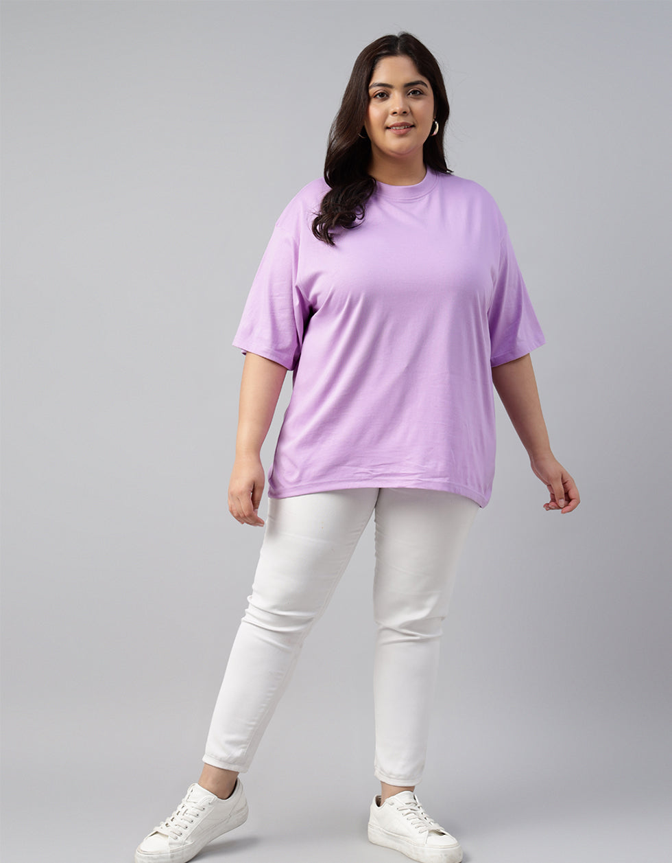 Lilac Plain Plus Size T-shirt
