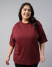 Maroon Plain Plus Size Oversized T-shirt