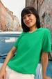Anthra Green Plain V-Neck Regular Fit T-Shirt