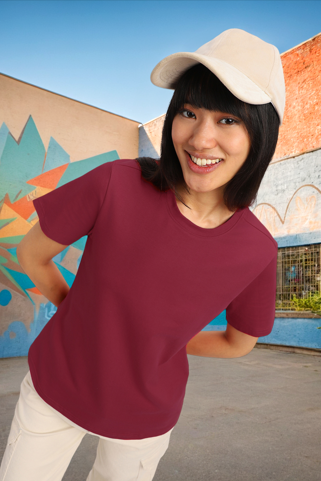Viva Magenta Plain Regular Fit T-Shirt