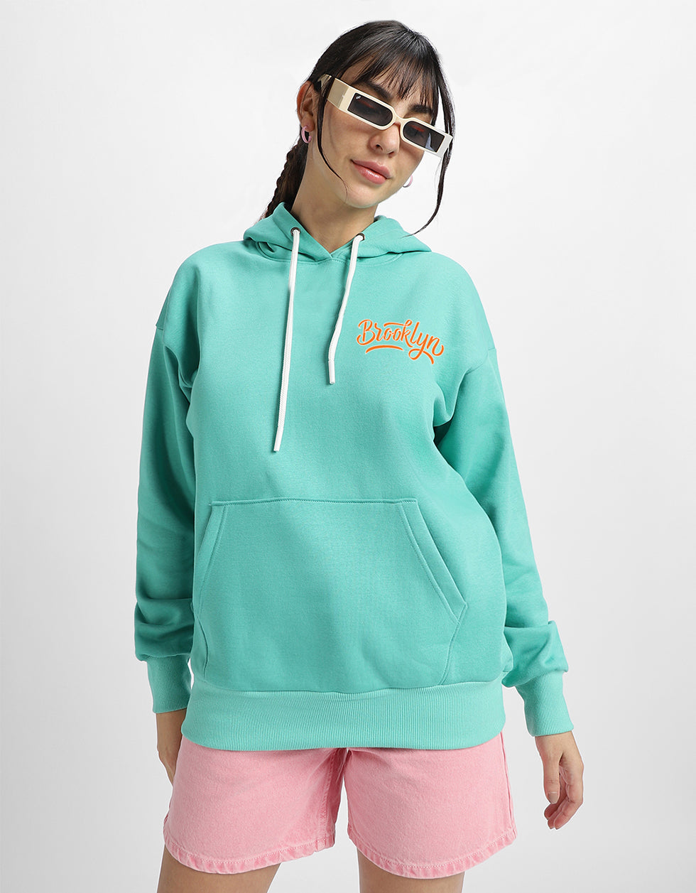 Brooklyn Printed Lime Green Oversized Hoodie