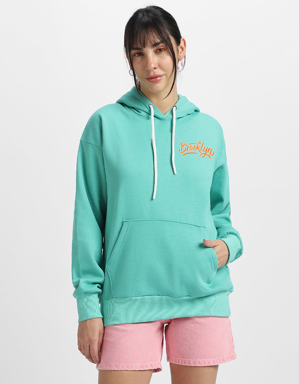 Brooklyn Printed Lime Green Oversized Hoodie