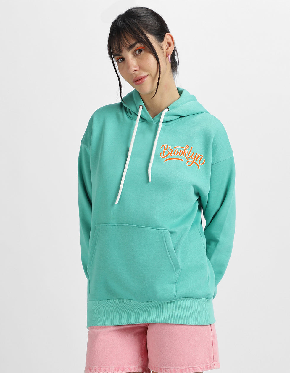 Brooklyn Printed Lime Green Oversized Hoodie