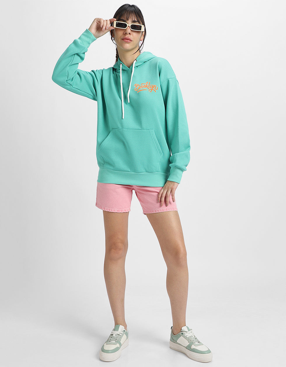 Brooklyn Printed Lime Green Oversized Hoodie