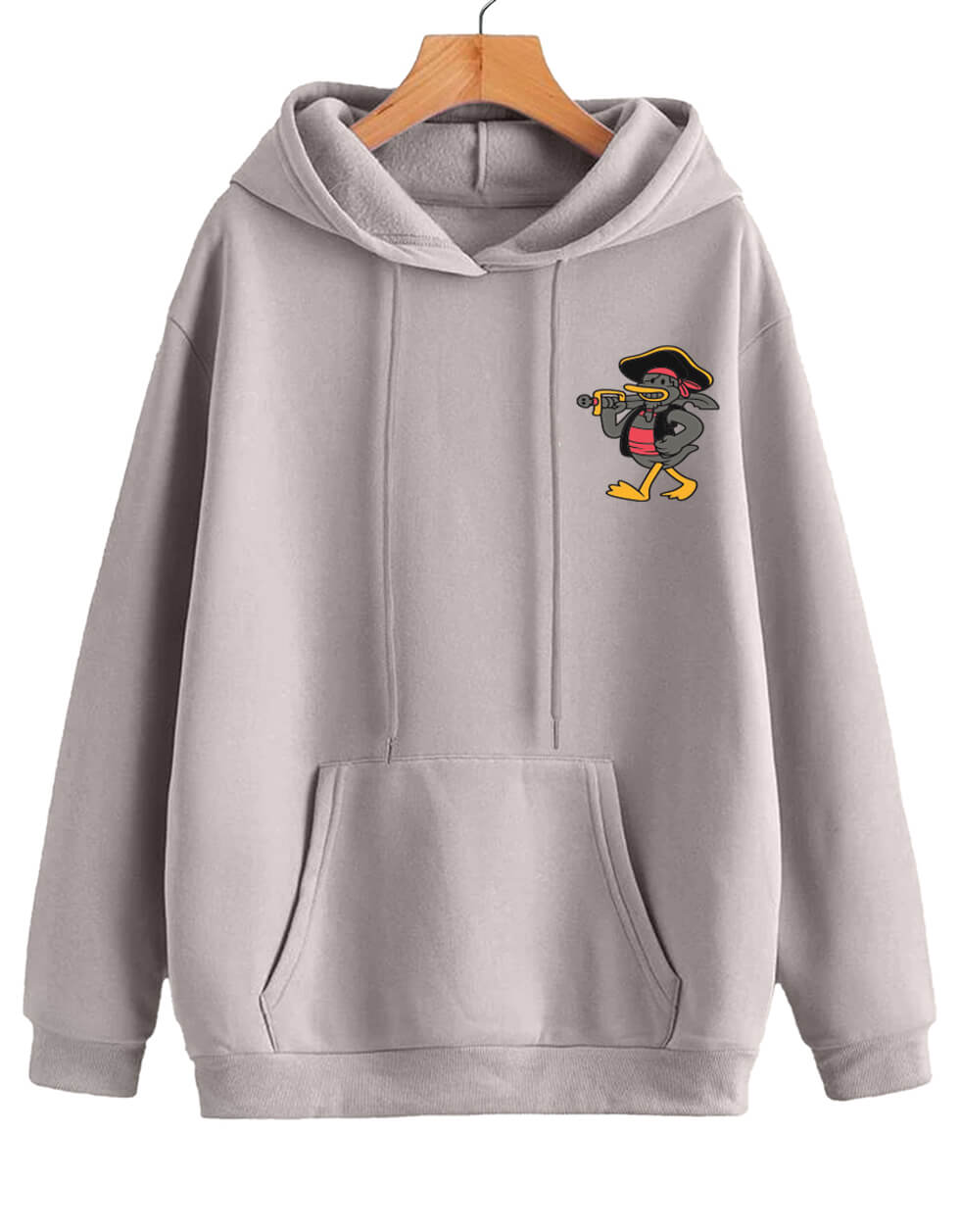Duck Graphic Printed Grey Oversized Hoodie