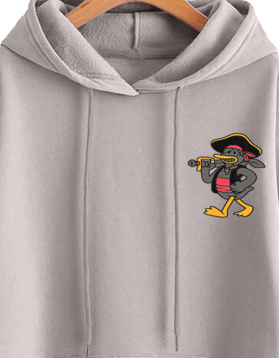 Duck Graphic Printed Grey Oversized Hoodie