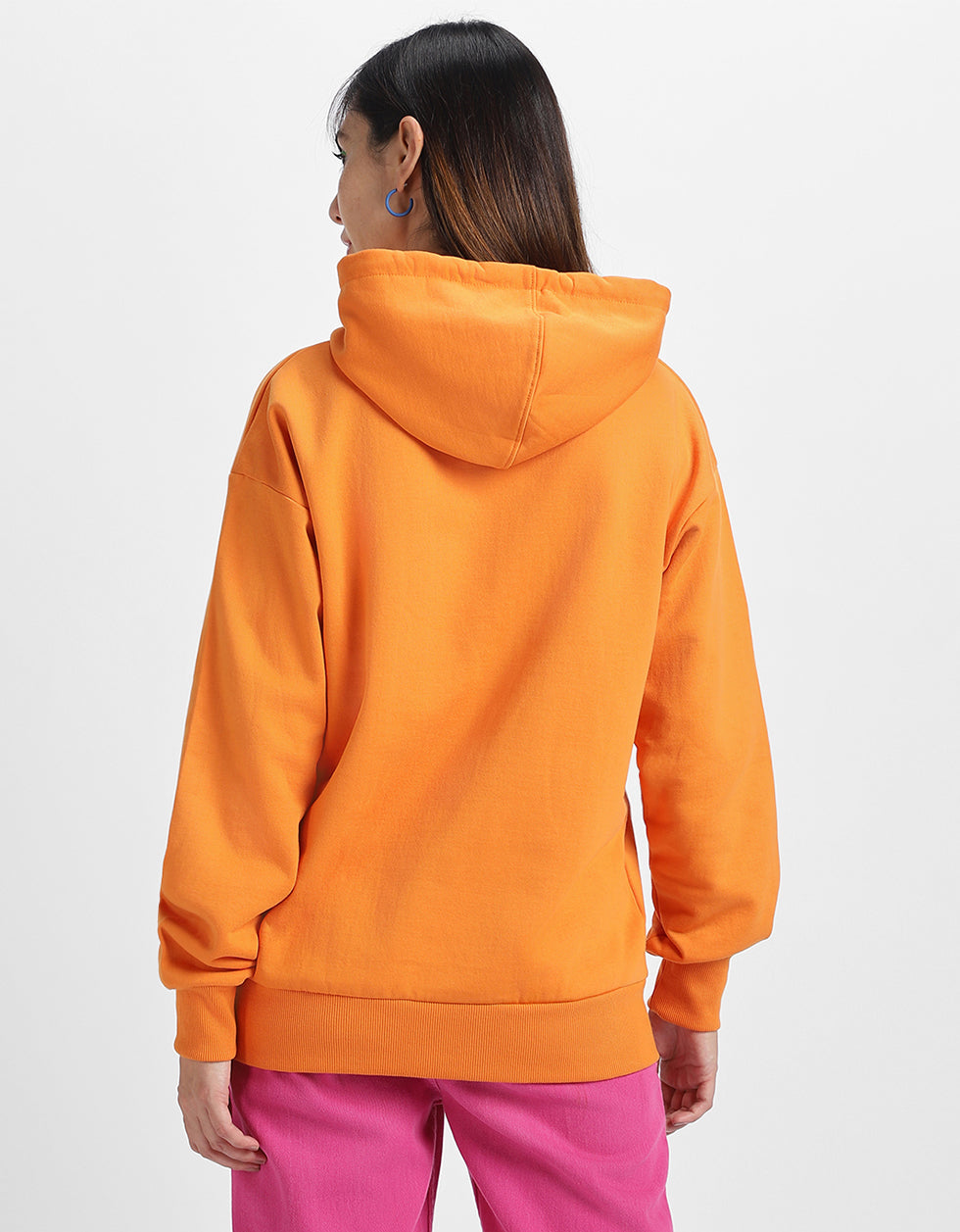Duck Printed Orange Oversized Hoodie