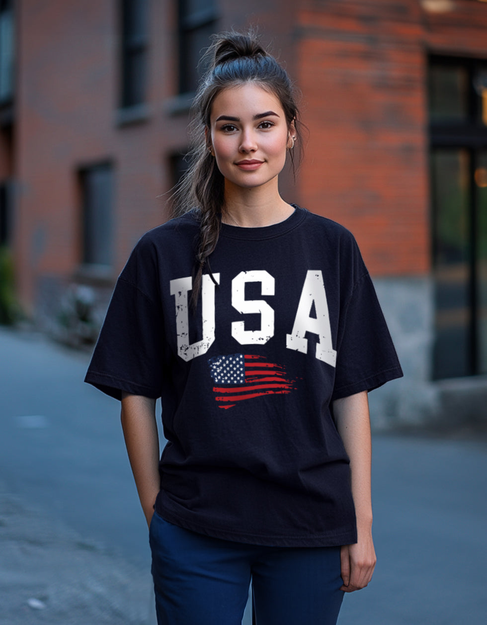 USA Navy Graphic Printed Oversized T-Shirt