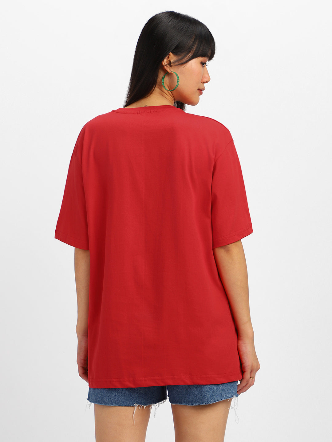 Juneberry Original Red Oversized Fit Graphic T-Shirt