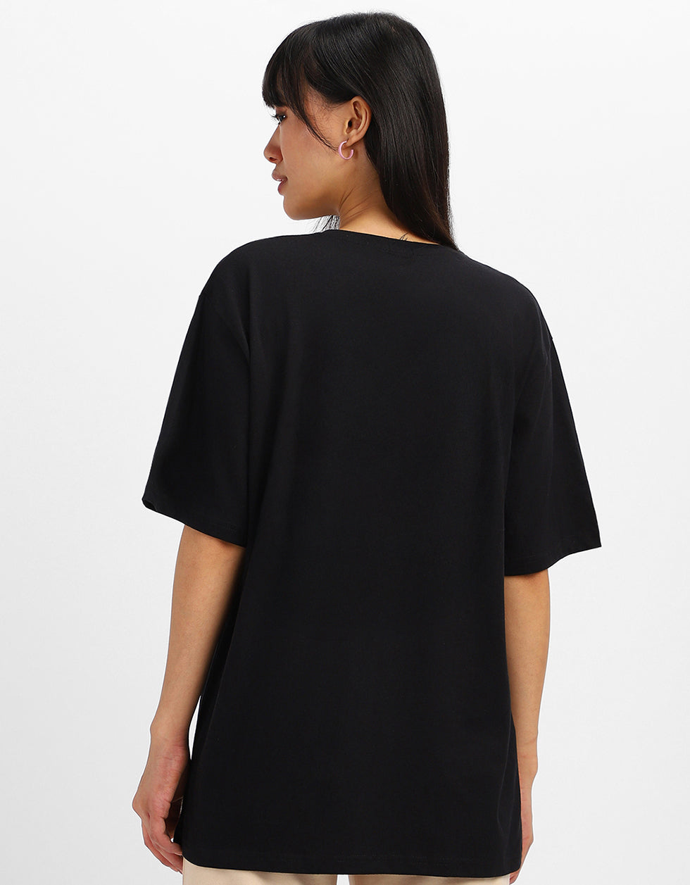 City Travel Black Oversized Graphic Printed T-Shirt