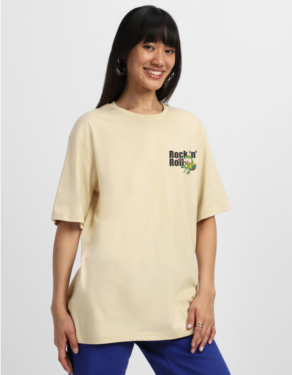 Rock & Roll Swanwhite Oversized Graphic T-Shirt