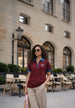 Tennis Club Maroon Regular Fit Premium Pique Lycra Zipper Polo T-Shirt