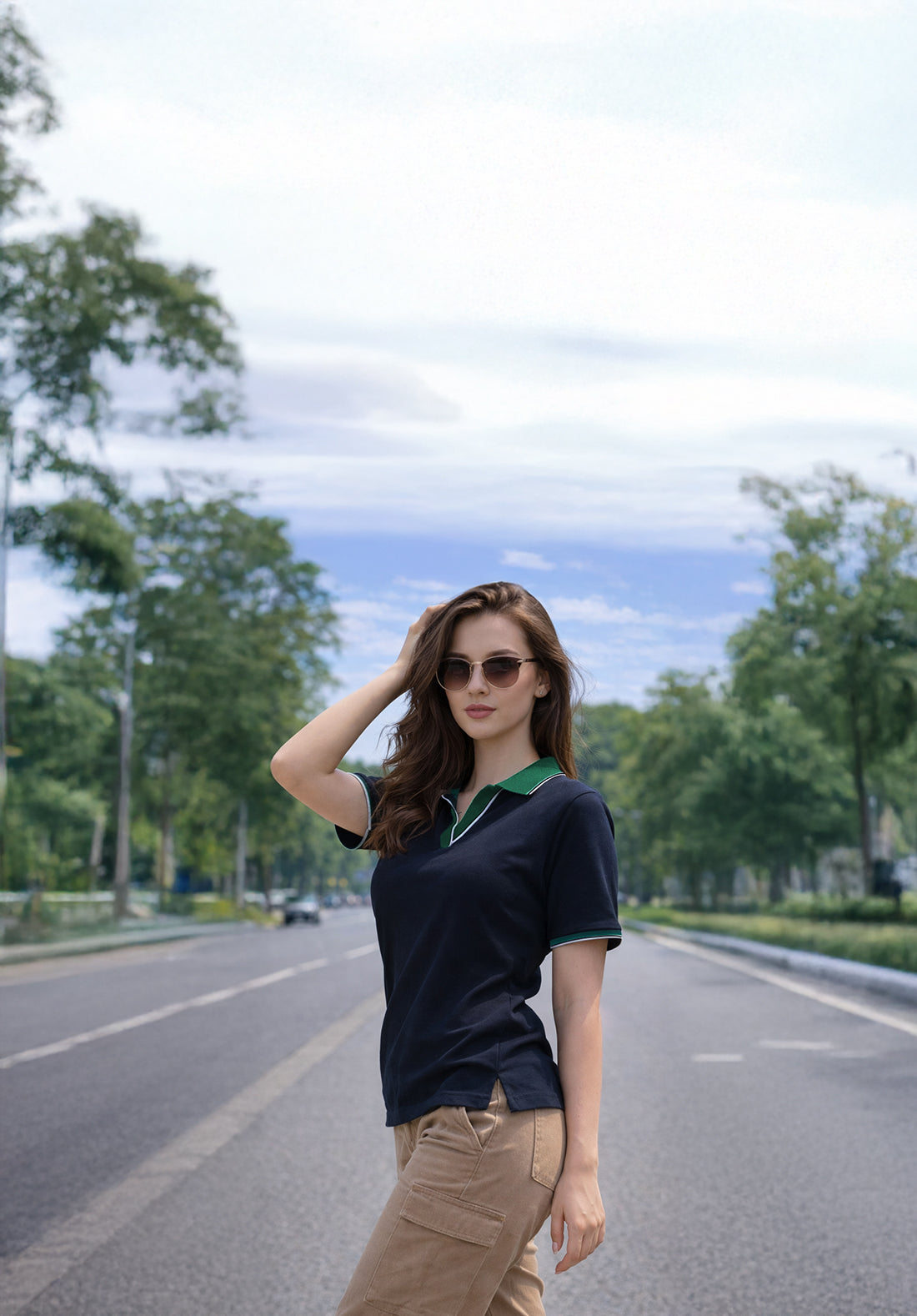 Stripe Collar Black Regular Fit Premium Pique Lycra Polo T-Shirt