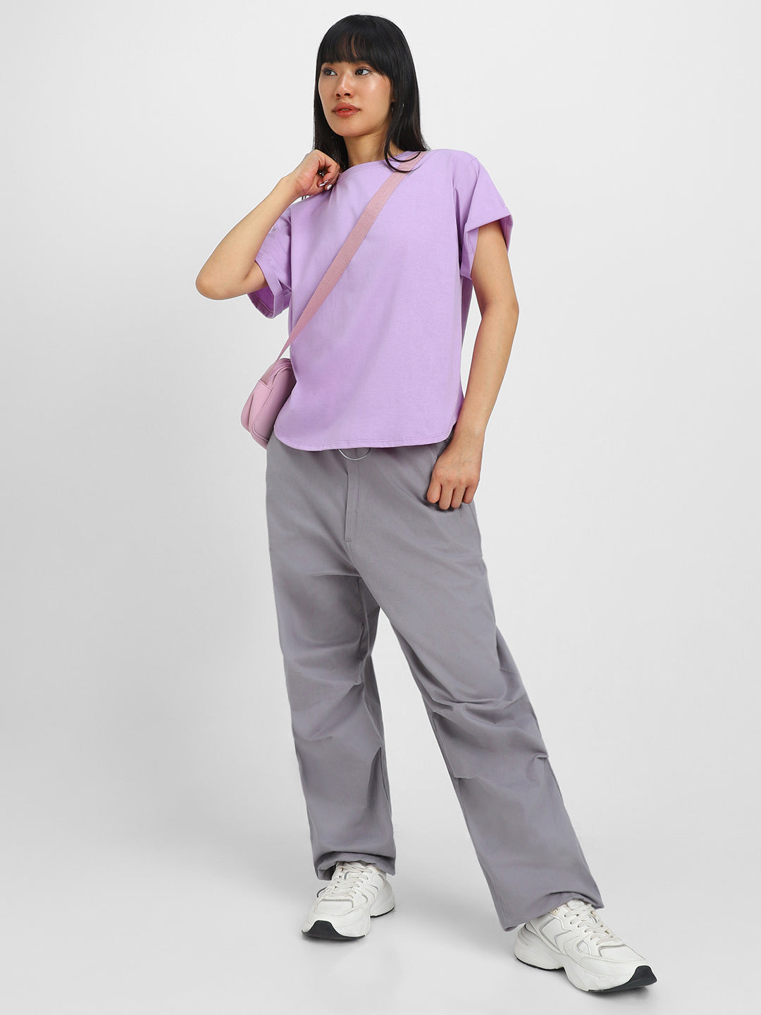 Lilac Plain Boyfriend Fit T-Shirt