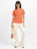 Orange Plain Regular Fit T-Shirt