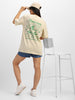 Mushroom Swan White Graphic Printed Oversized T-Shirt