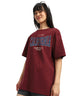 California Maroon Oversized Typographic T-Shirt