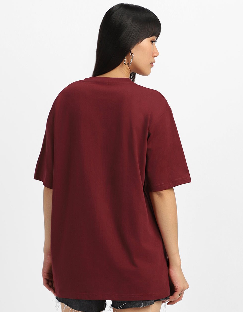 California Maroon Oversized Typographic T-Shirt
