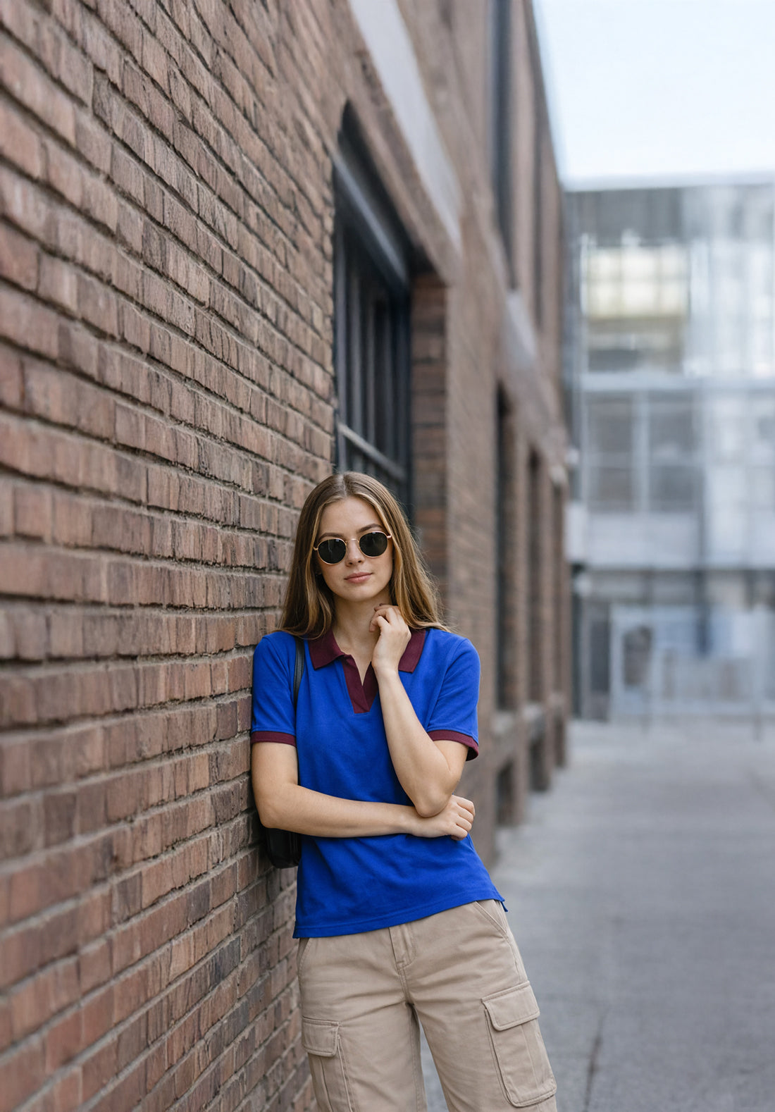 Classic Contrast Collar Blue Regular Fit Premium Pique Lycra Polo T-Shirt