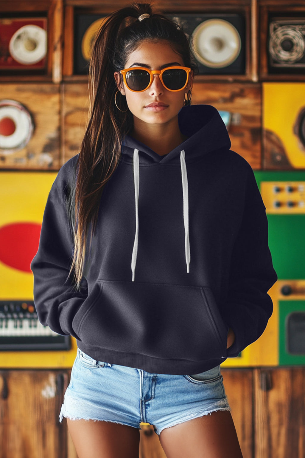 Plain Navy Regular Fit Hoodie