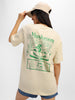 Mushroom Swan White Graphic Printed Oversized T-Shirt