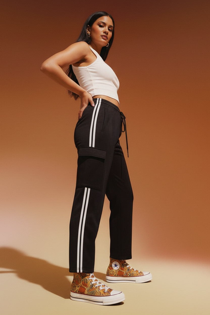 Black Street line Oversized 4 Pocket Knitted Cargo Jogger